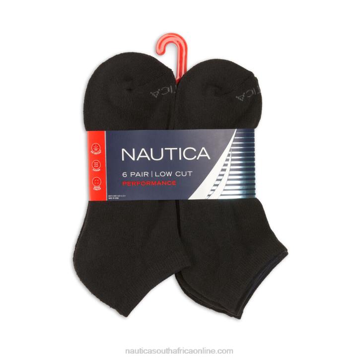 True Black Men6 Pack Athletic Core Sock Nautica 6LZP124
