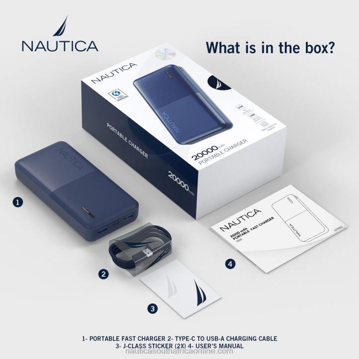 Antique White Wash Men20000Mah Quick Portable Charger Nautica 6LZP300
