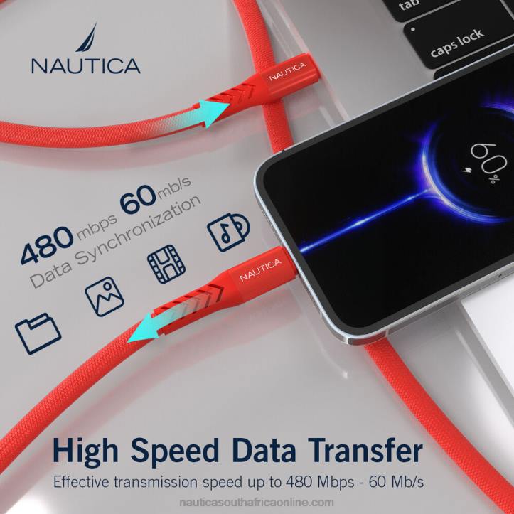 Nautica Red/Orange Men7Ft Lightning To Usb-C Cable Nautica 6LZP312