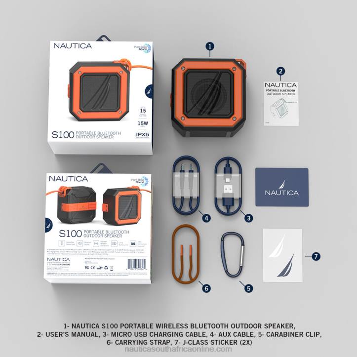 Reckoning Red MenS100 Portable Bluetooth Outdoor Speaker Nautica 6LZP344