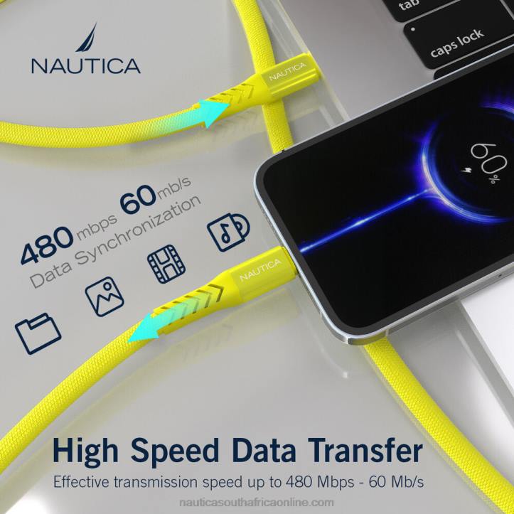 Yellow Men7Ft Lightning To Usb-C Cable Nautica 6LZP331