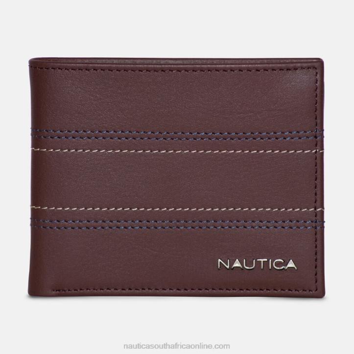 Brown Stone MenLeather Bifold Wallet Nautica 6LZP228