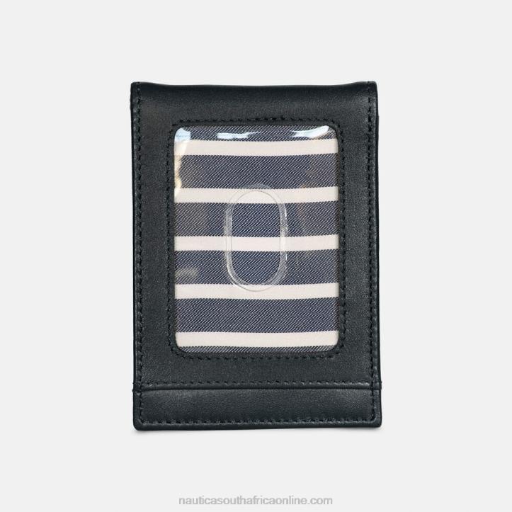 True Black MenLeather Front Pocket Wallet Nautica 6LZP333