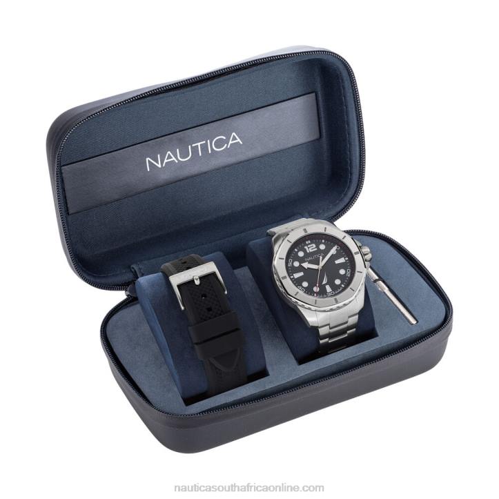 Multi MenKoh May Bay Stainless Steel And Silicone Watch Box Set Nautica 6LZP220