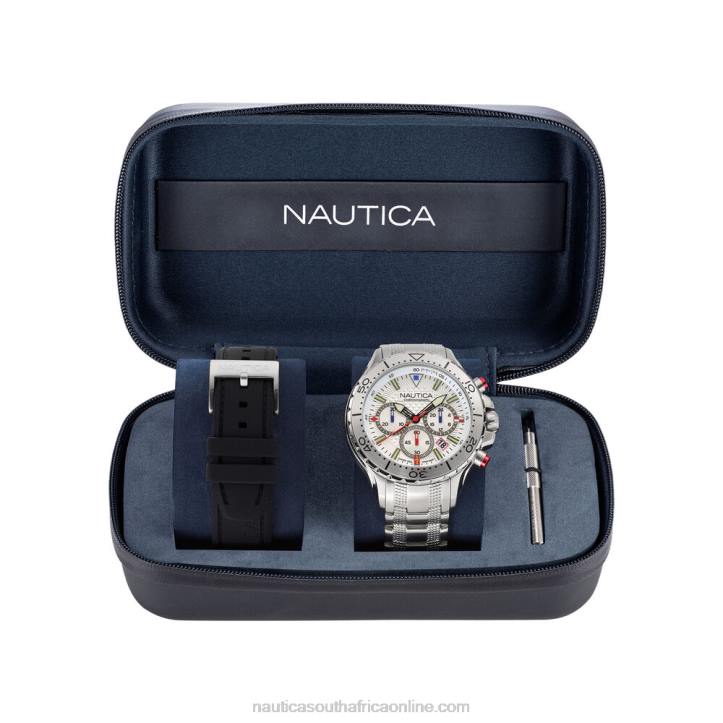 Multi MenNst Stainless Steel And Silicone Watch Box Set Nautica 6LZP269