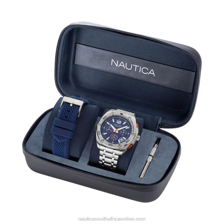 Multi MenTin Can Bay Stainless Steel And Silicone Watch Box Set Nautica 6LZP90