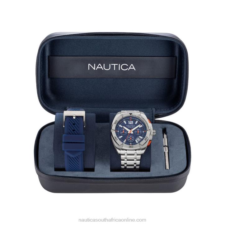 Multi MenTin Can Bay Stainless Steel And Silicone Watch Box Set Nautica 6LZP90