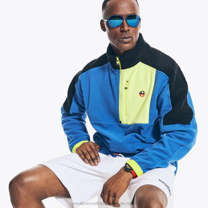 Bright Cobalt MenCompetition Sustainably Crafted Mixed Media Half-Zip Jacket Nautica 6LZP498