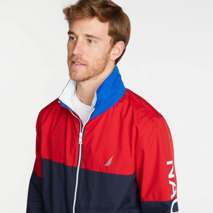 Navy MenBig & Tall Lightweight Colorblock Bomber With Concealed Hood Nautica 6LZP607