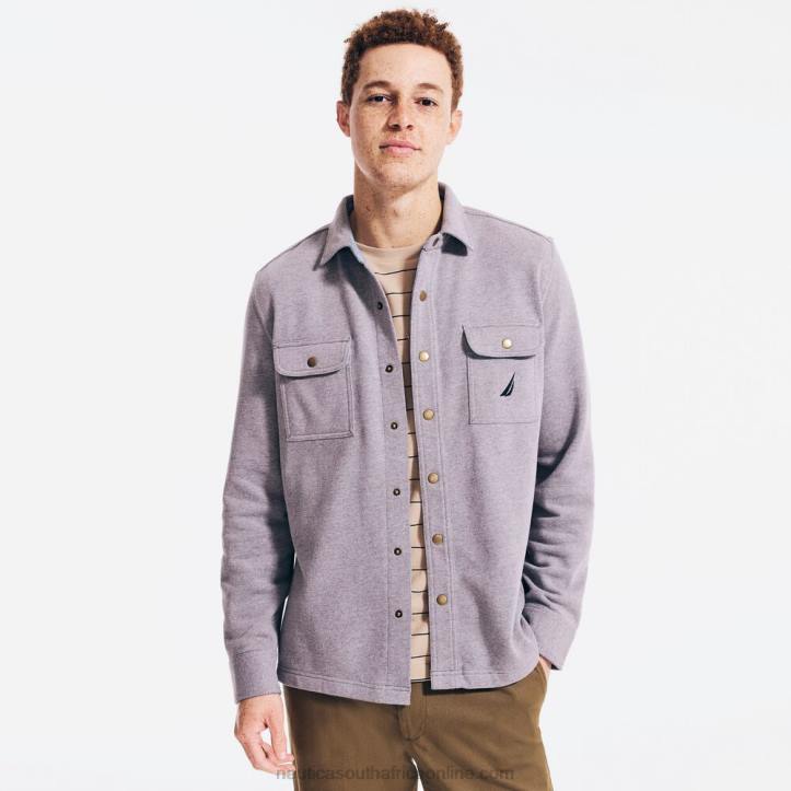 Stone Grey Heather MenSnap-Button Overshirt Nautica 6LZP506