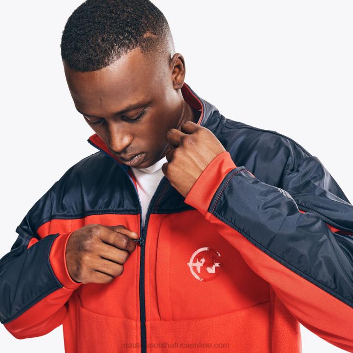 Tomales Red MenCompetition Sustainably Crafted Mixed Media Full-Zip Jacket Nautica 6LZP499