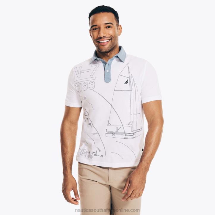 Bright White MenBig & Tall Classic Fit Anchor Print Polo Nautica 6LZP580
