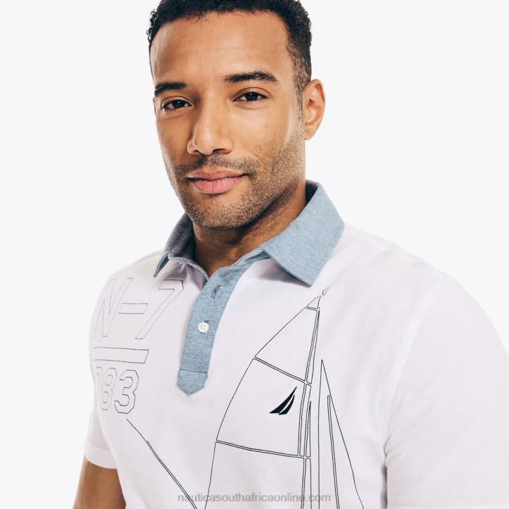 Bright White MenBig & Tall Classic Fit Anchor Print Polo Nautica 6LZP580