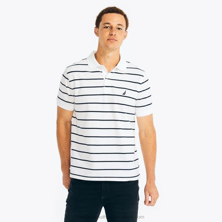 Bright White MenClassic Fit Striped Polo Nautica 6LZP694