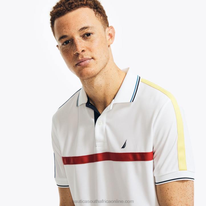 Bright White MenNavtech Sustainably Crafted Chest-Stripe Classic Fit Polo Nautica 6LZP590