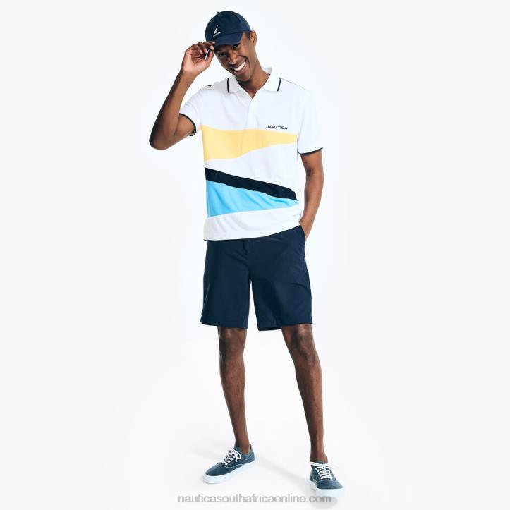 Bright White MenNavtech Sustainably Crafted Classic Fit Diagonal Colorblock Polo Nautica 6LZP130