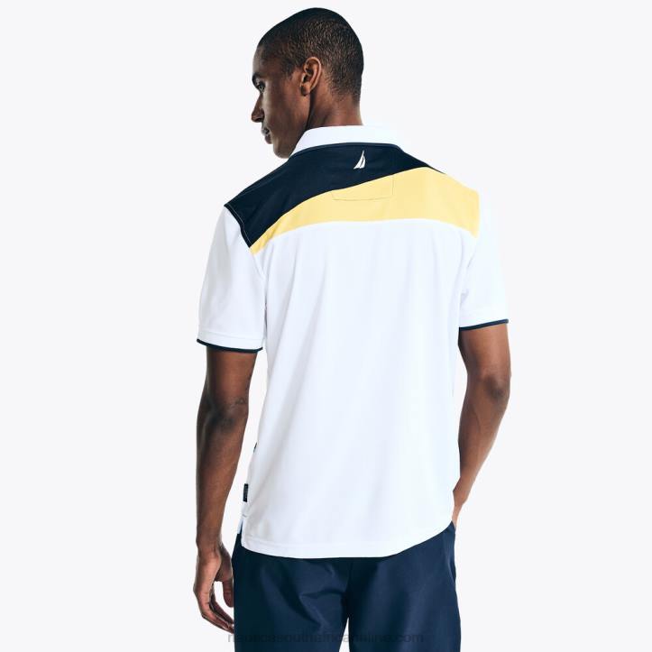 Bright White MenNavtech Sustainably Crafted Classic Fit Diagonal Colorblock Polo Nautica 6LZP130