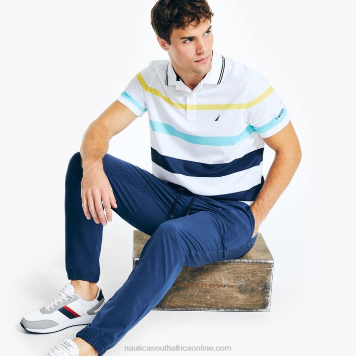 Bright White MenNavtech Sustainably Crafted Classic Fit Striped Polo Nautica 6LZP401