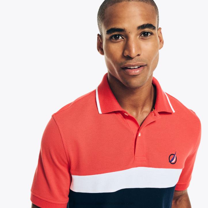 Dark Coral Cape MenClassic Fit Chest-Stripe Polo Nautica 6LZP86