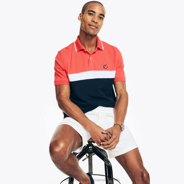 Dark Coral Cape MenClassic Fit Chest-Stripe Polo Nautica 6LZP86