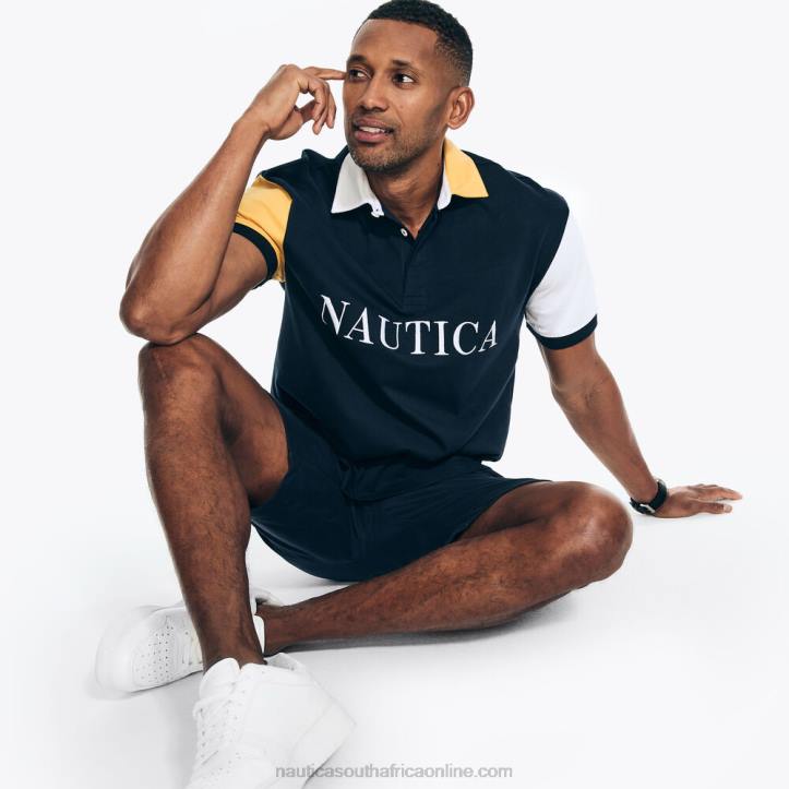Navy MenBig & Tall Sustainably Crafted Classic Fit Rugby Polo Nautica 6LZP413
