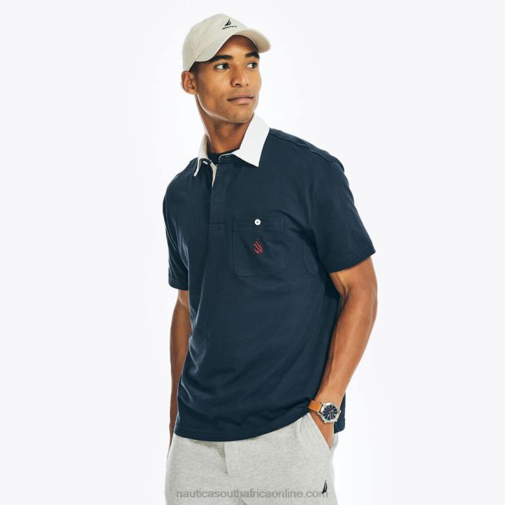 Navy MenRelaxed Fit Logo Pocket Polo Nautica 6LZP445