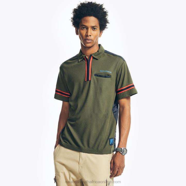 Olive MenNavtech Sustainably Crafted Mixed Media Polo Nautica 6LZP679
