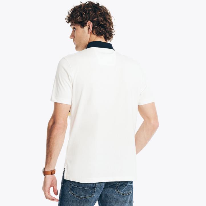 Sail White MenClassic Fit Rugby Chest-Stripe Polo Nautica 6LZP181
