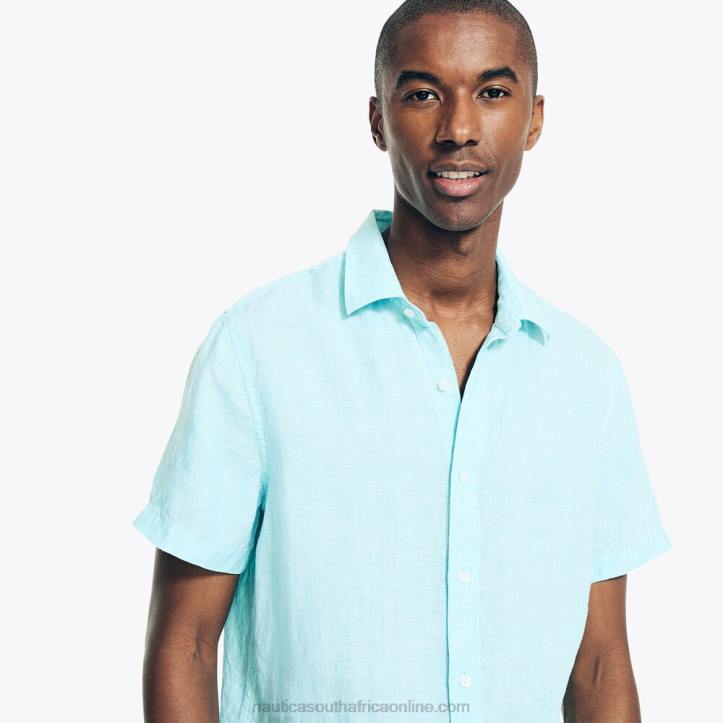 Angel Blue MenSustainably Crafted Short-Sleeve Linen Shirt Nautica 6LZP636