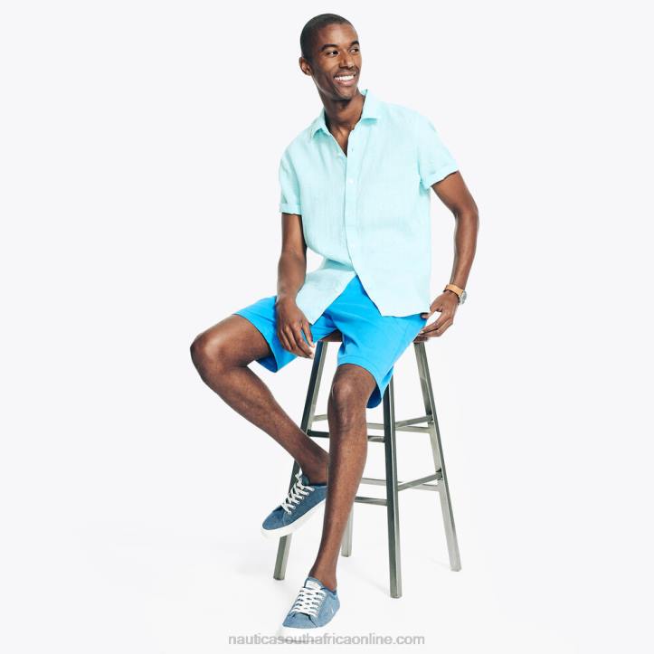 Angel Blue MenSustainably Crafted Short-Sleeve Linen Shirt Nautica 6LZP636