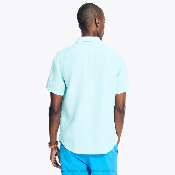 Angel Blue MenSustainably Crafted Short-Sleeve Linen Shirt Nautica 6LZP636