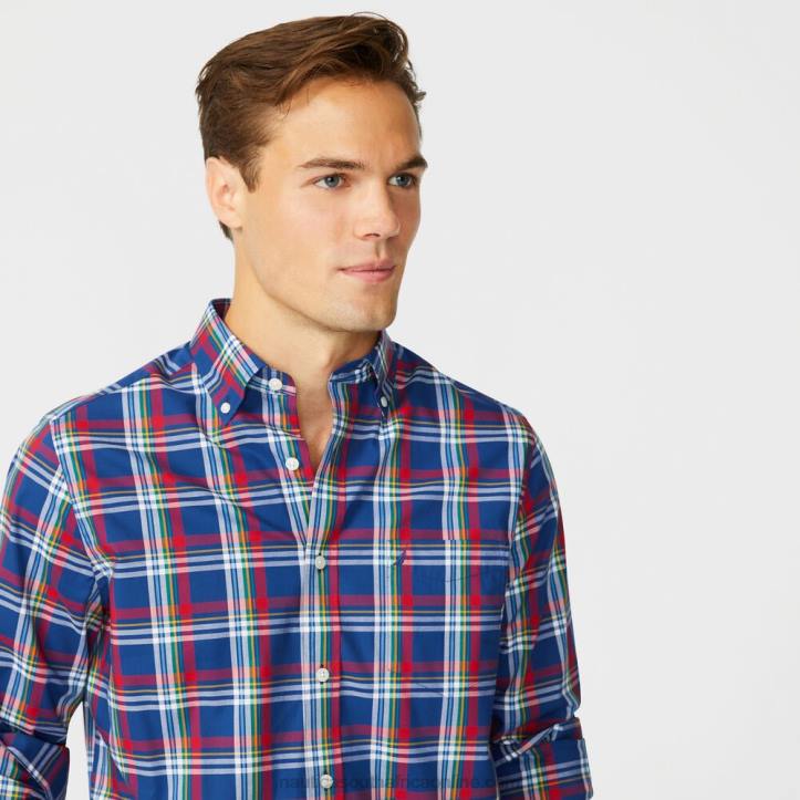 Blue Depths MenBig & Tall Classic Fit Wrinkle-Resistant Plaid Shirt Nautica 6LZP469