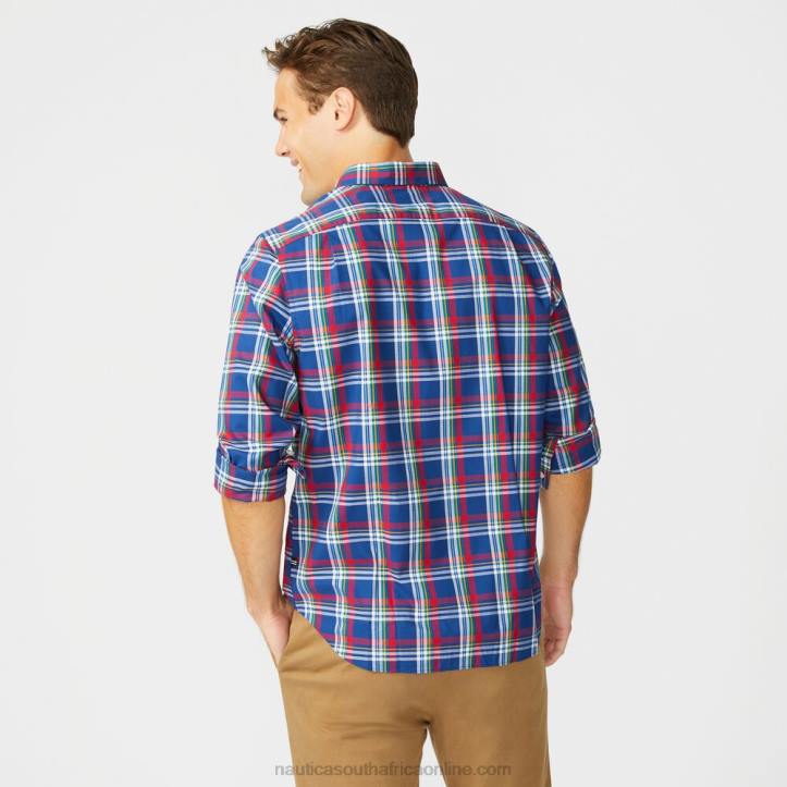 Blue Depths MenBig & Tall Classic Fit Wrinkle-Resistant Plaid Shirt Nautica 6LZP469