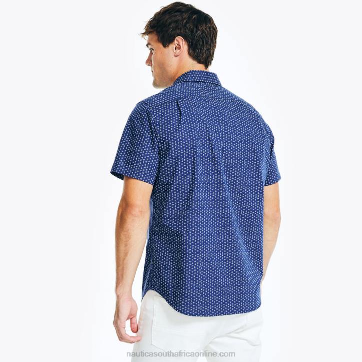 Blue Depths MenWrinkle-Resistant Printed Wear To Work Short-Sleeve Shirt Nautica 6LZP614
