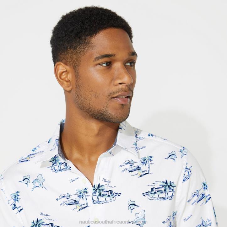 Bright White MenBig & Tall Classic Fit Print Long Sleeve Print Oxford Shirt Nautica 6LZP526