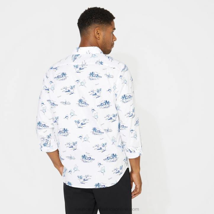 Bright White MenBig & Tall Classic Fit Print Long Sleeve Print Oxford Shirt Nautica 6LZP526