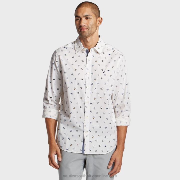 Bright White MenBig & Tall Flag Print Classic Fit Shirt Nautica 6LZP705