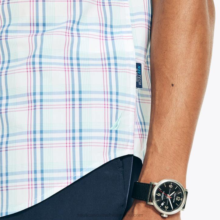 Bright White MenBig & Tall Navtech Classic Fit Plaid Short-Sleeve Shirt Nautica 6LZP408