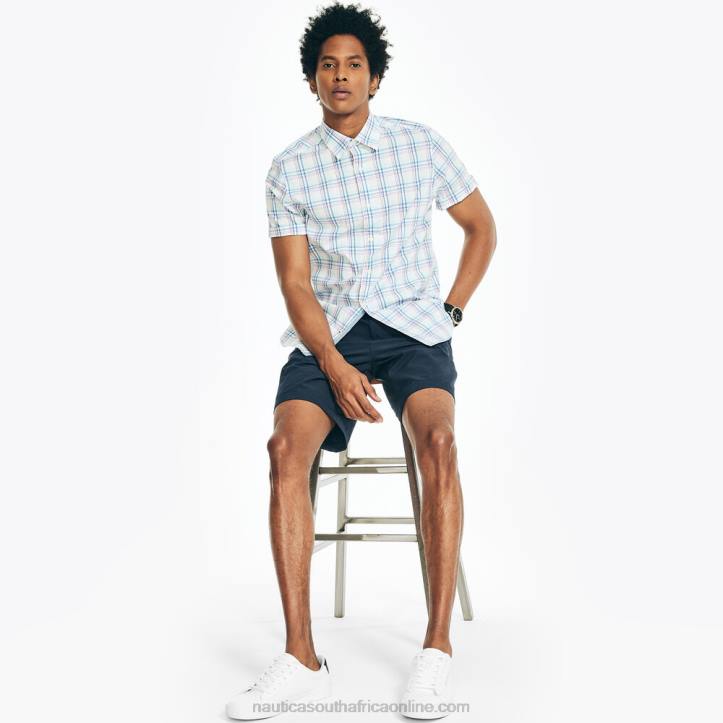 Bright White MenBig & Tall Navtech Classic Fit Plaid Short-Sleeve Shirt Nautica 6LZP408