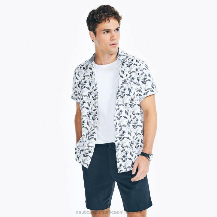Bright White MenBig & Tall Short-Sleeve Printed Oxford Shirt Nautica 6LZP578
