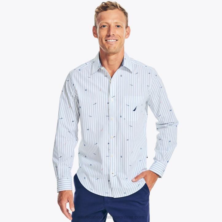 Bright White MenPrinted Poplin Shirt Nautica 6LZP555