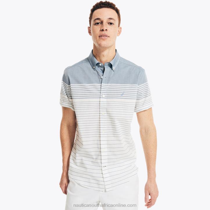 Bright White MenStriped Poplin Short-Sleeve Shirt Nautica 6LZP568