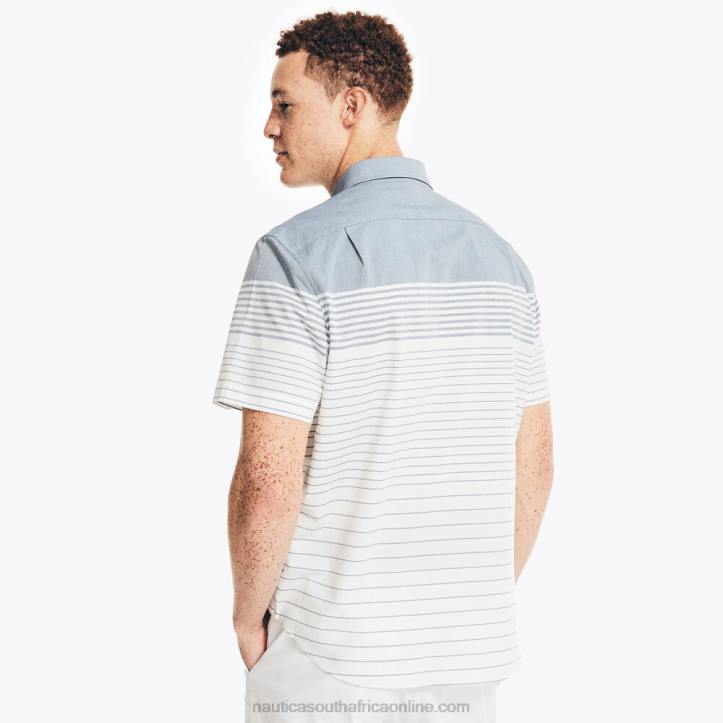 Bright White MenStriped Poplin Short-Sleeve Shirt Nautica 6LZP568