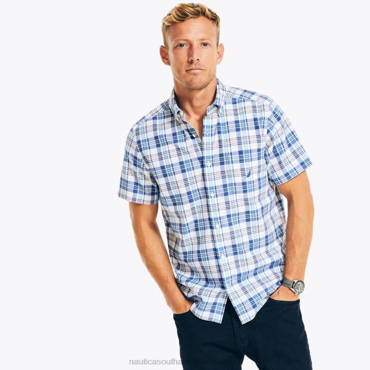 Bright White MenSustainably Crafted Plaid Short-Sleeve Shirt Nautica 6LZP457