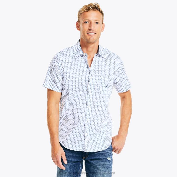 Bright White MenSustainably Crafted Printed Short-Sleeve Shirt Nautica 6LZP422