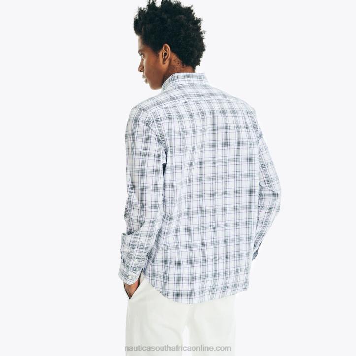 Bright White MenWrinkle-Resistant Plaid Wear To Work Shirt Nautica 6LZP399