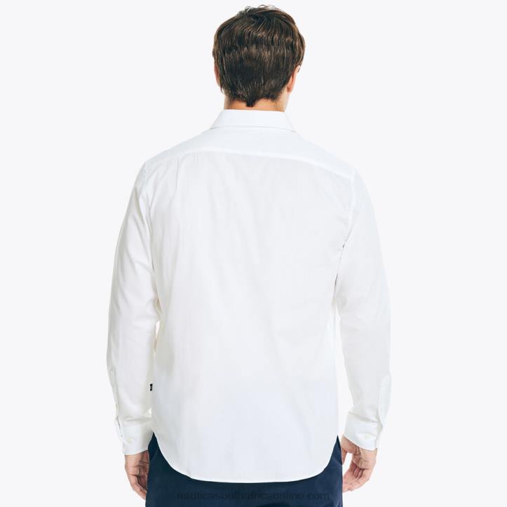 Bright White MenWrinkle-Resistant Striped Wear To Work Shirt Nautica 6LZP30