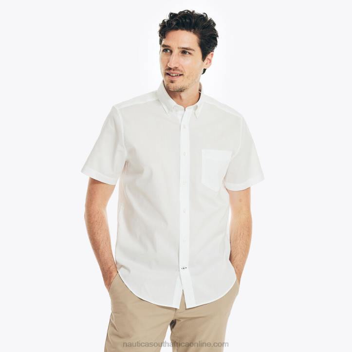 Bright White MenWrinkle-Resistant Wear To Work Short-Sleeve Shirt Nautica 6LZP519