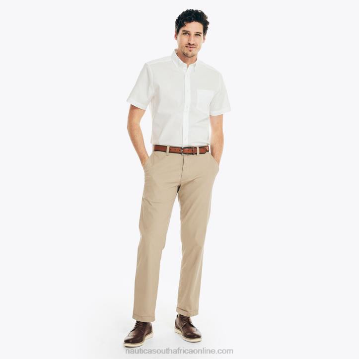 Bright White MenWrinkle-Resistant Wear To Work Short-Sleeve Shirt Nautica 6LZP519