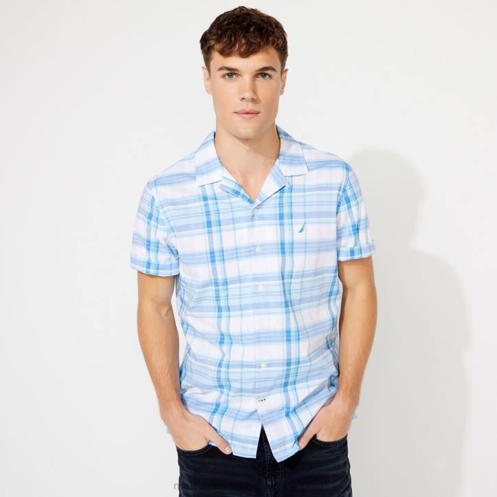 Clear Sky Blue MenBig & Tall Classic Fit Plaid Camp Shirt Nautica 6LZP727